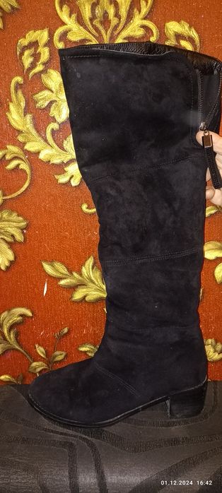 Сапоги женские замшевые