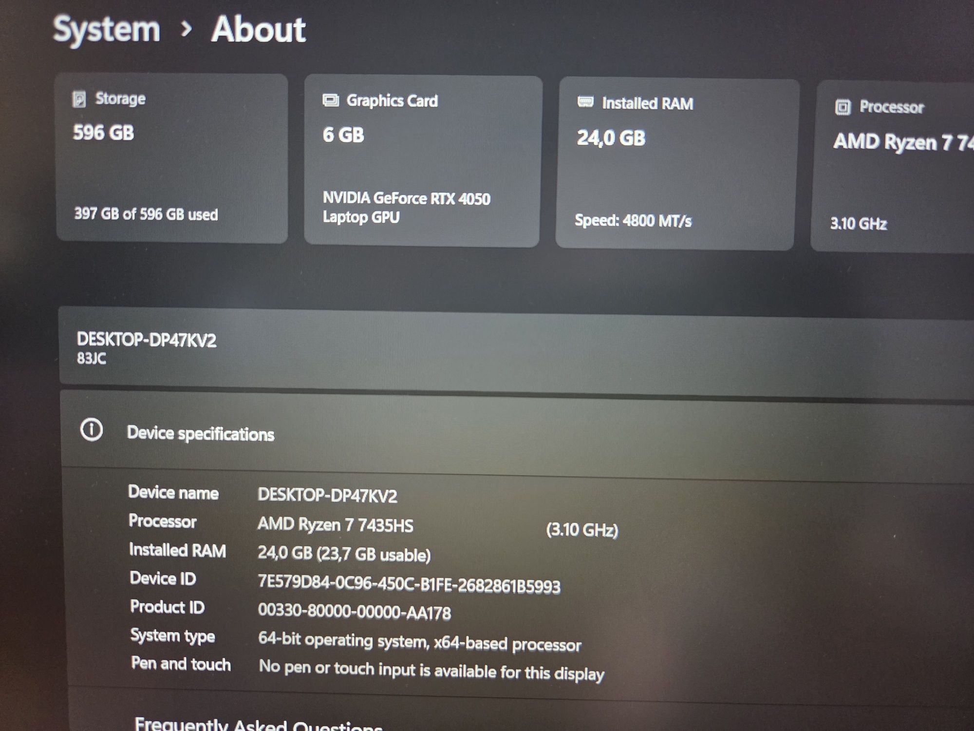 Lenovo loq ryzen7/24gb/512ssd/rtx4050