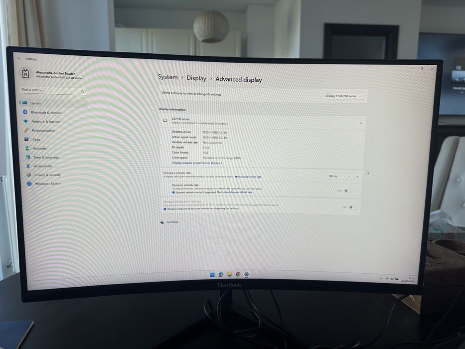 Monitor Gaming ViewSonic VX2718-PC-MHD - 27" Curbat 165Hz