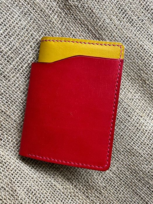 Vand portofel piele handmade rosu, galben