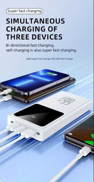 Baterie externa, incarcare super rapida, 66kW, 50000mAh cu lanterna