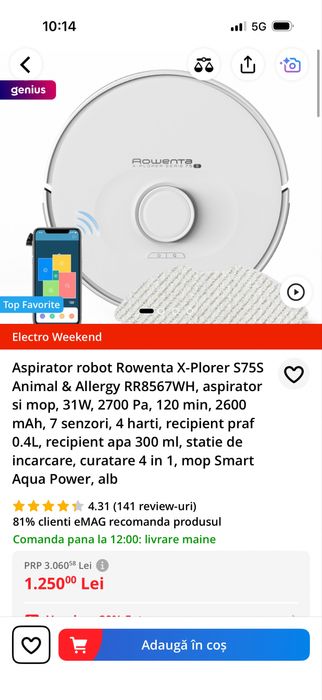 Aspirator robot Rowenta X-Plorer S75S Animal&Allergy