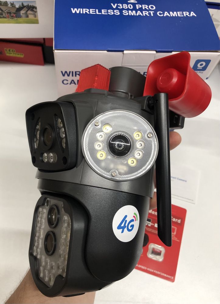 Camera 360 inteligentă 4G Sim Wifi V380 Pro 4k -Detectie Smart Long IR