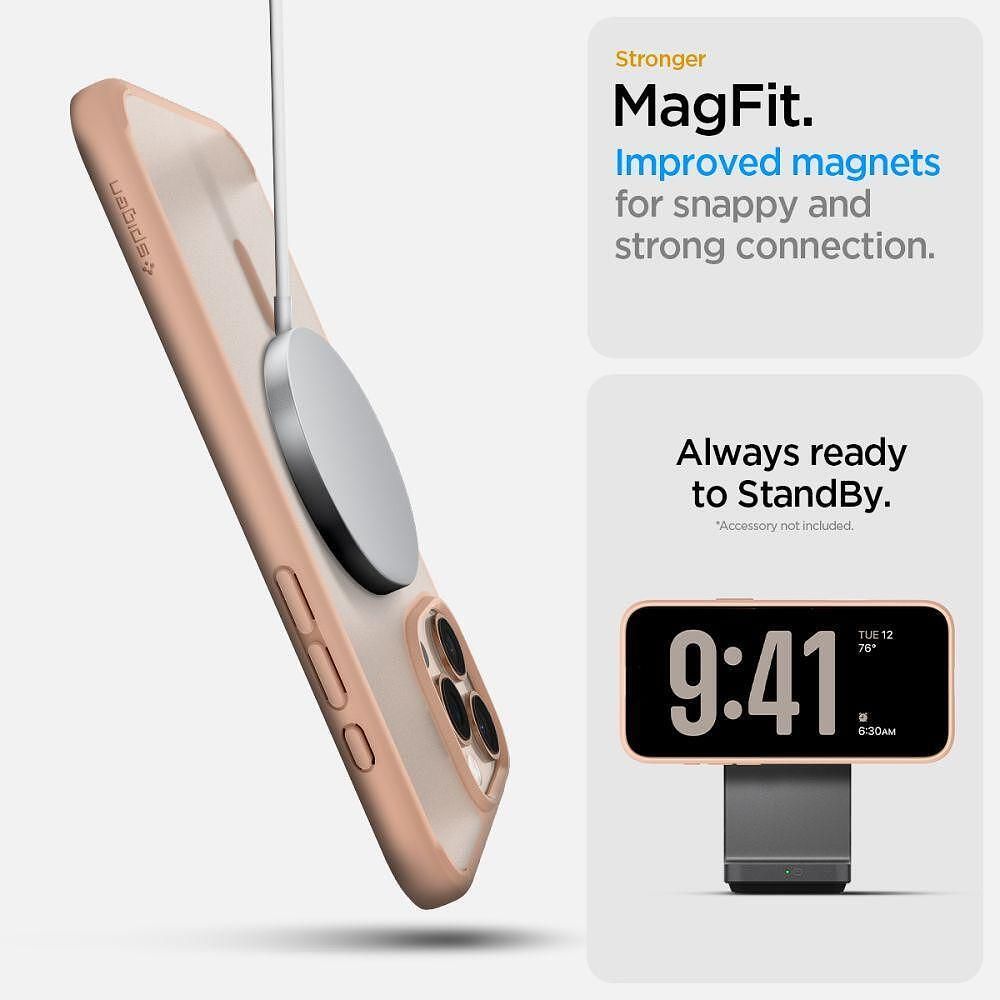 Spigen ultra hybrid "t" mag magsafe за iphone 16 pro max frost rose ti