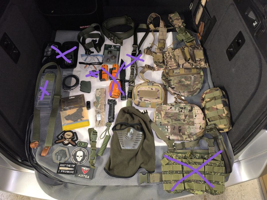 Еърсофт екипировка, облекло и принадлежности.