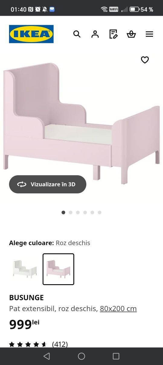 Pat pentru fetițe cu Minnie Mouse + Saltea IKEA INNERLIG