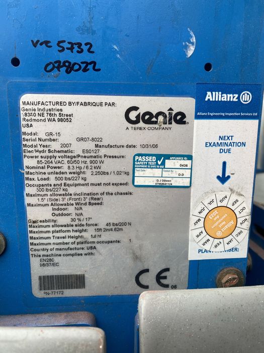 De vanzare sau da inchiriat  nacele electrica marca Genie .