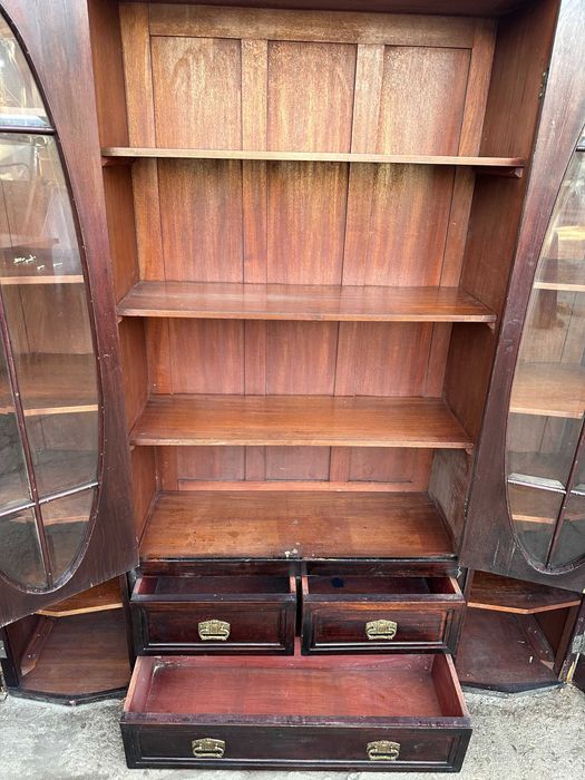 Biblioteca Vintage din Lemn Masiv stil ArtDeco; Vitrina; Dulap