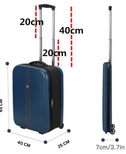 Troler pliabil mare carcasa dura 2 roti 1 lacat maner telescopic BLUE