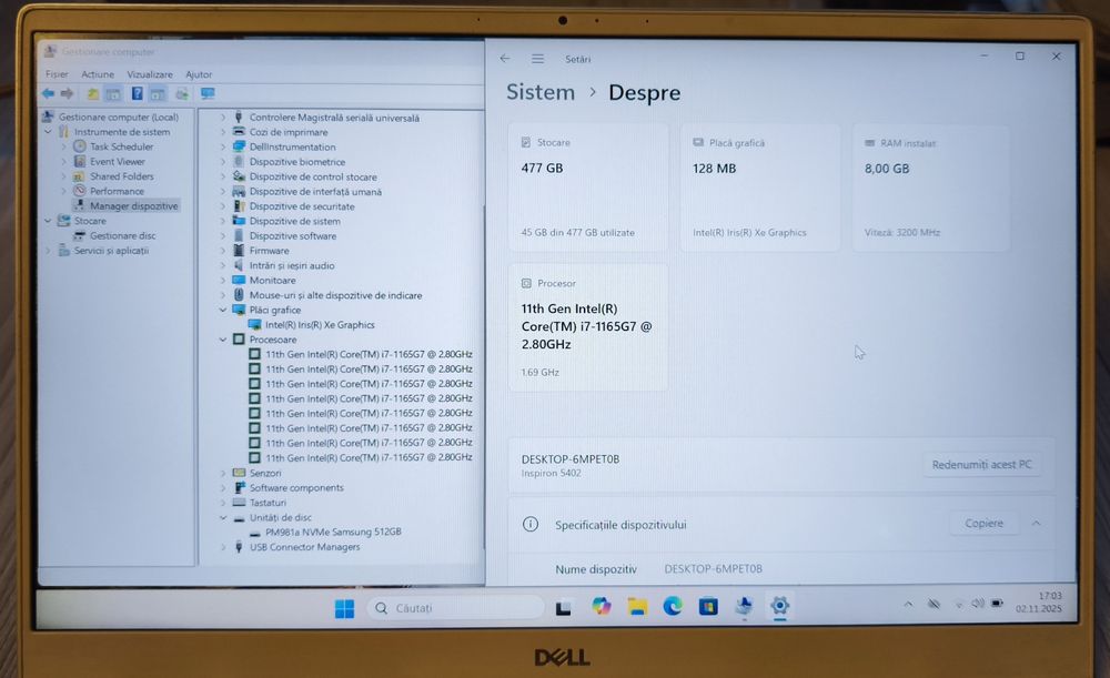 Laptop Dell Inspiron 5402 i7-1165G7/ 14" FHD/ 8GB, SSD 512GB W11 !