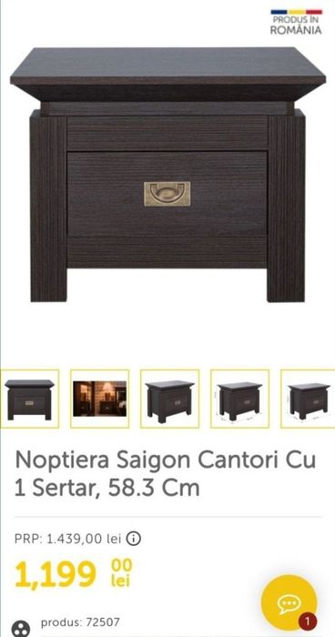Noptiera noua Saigon naturlich Cantori Sertar mobila dormitor lemn nou
