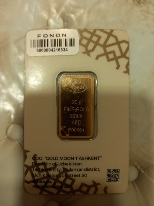 Oltin 999.9 proba sotiladi.