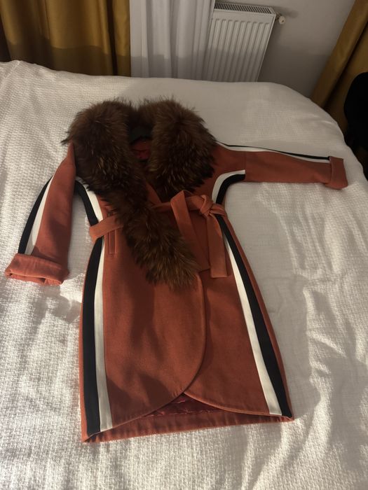 Palton din lana si casmir cu blanita mari