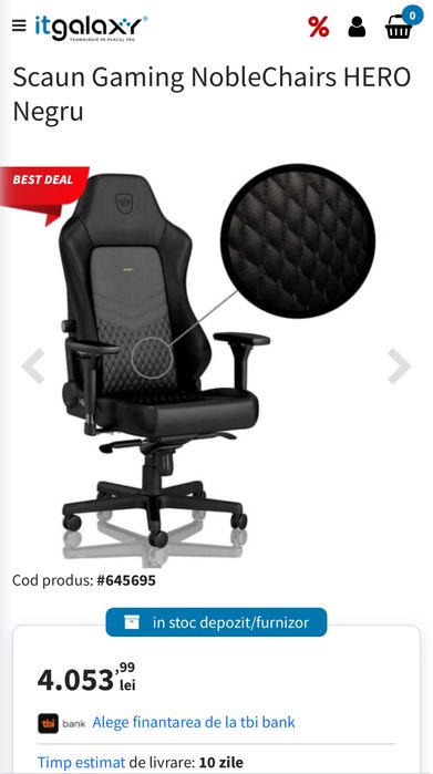 Scaun Gaming Noblechairs HERO Real Leather Black (NBL-HRO-RL-BLA)