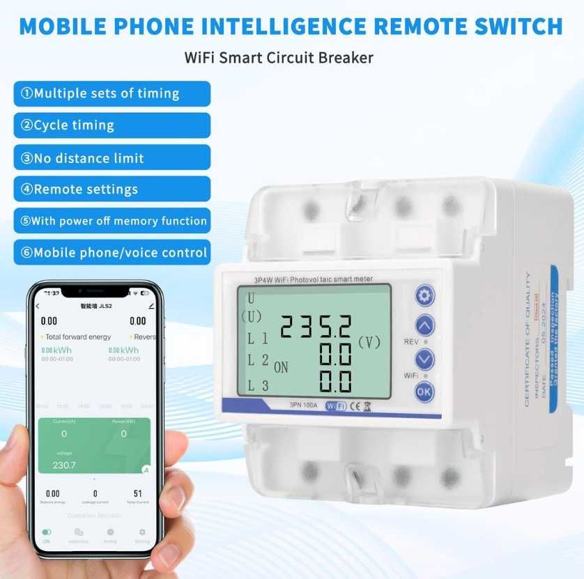Contor electric cu comutator automat WiFi HENYEER TUYA