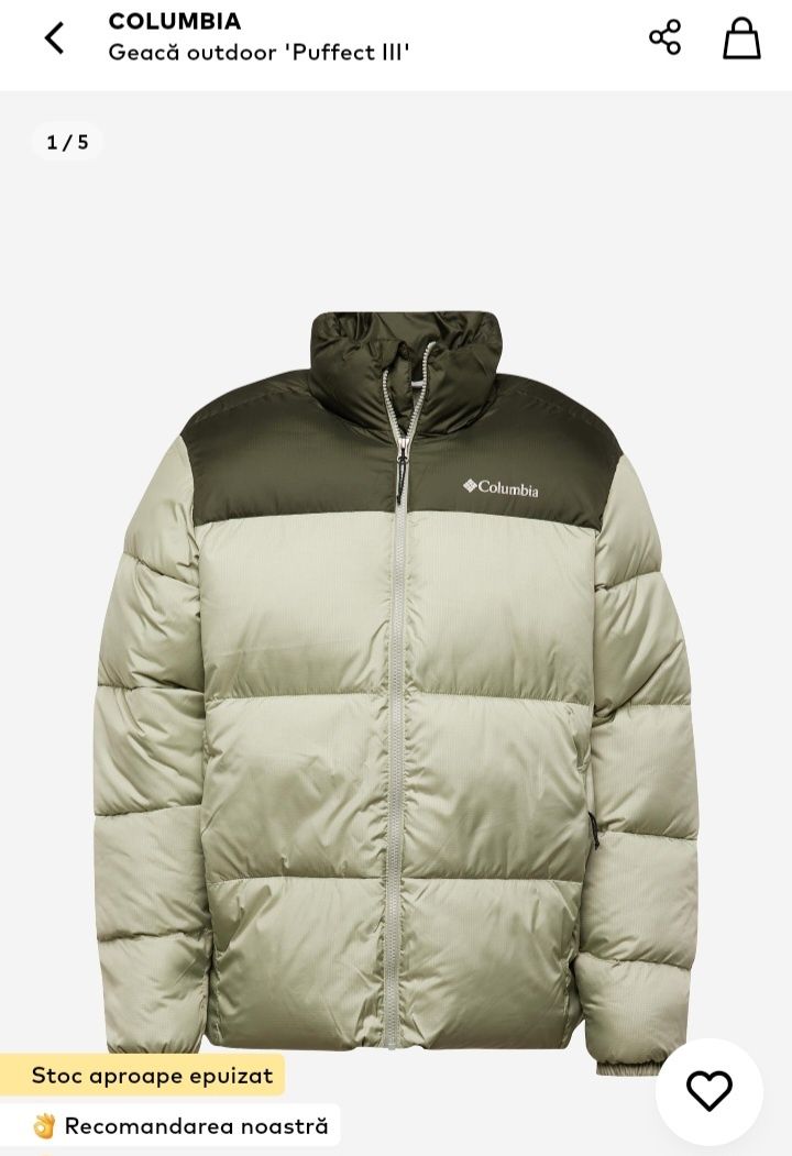 COLUMBIA Geacă outdoor 'Puffect III' pe Kaki, Verde Pastel