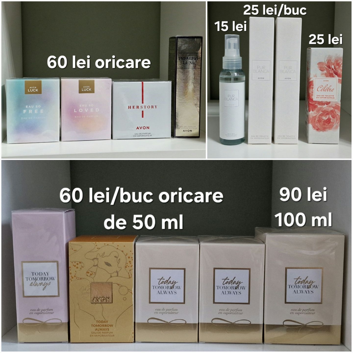 Parfum Avon Luck Eau so Free, Premiere Luxe, Today, Perceive, Little B