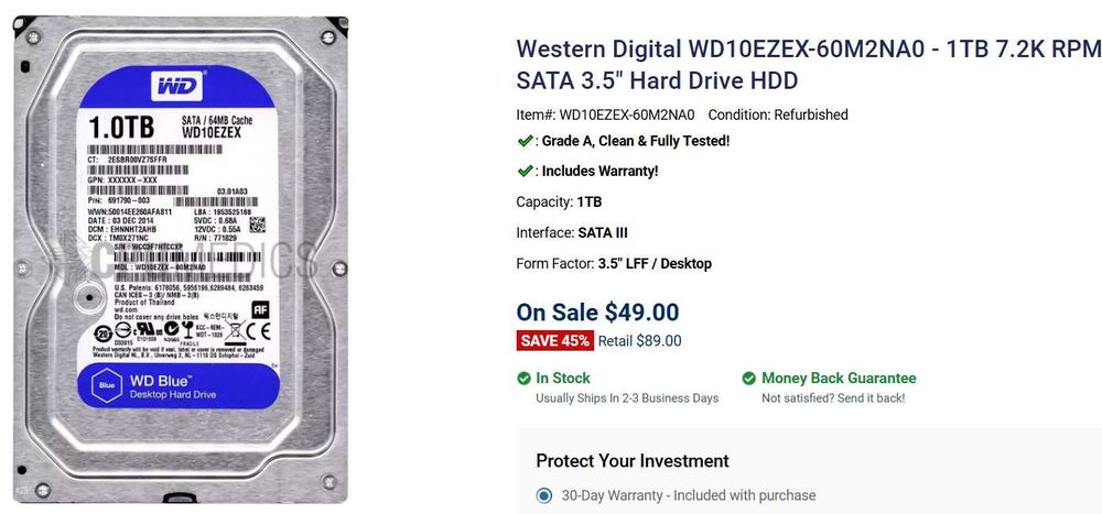 Vand HDD WD 1Tb 7200rpm