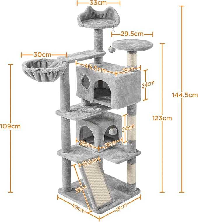 Ansamblu joaca pisici cu 2 casute si platforme |YT 592956 Light Gray