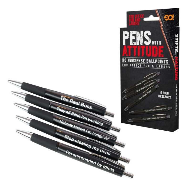 Комплект 5 броя химикали с характер - Pens with attitude