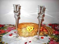 Set 2 sfeșnice din cristal de Bohemia