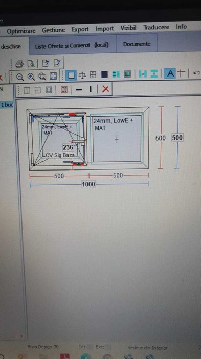 Vand geam termopan 1000/500 cm