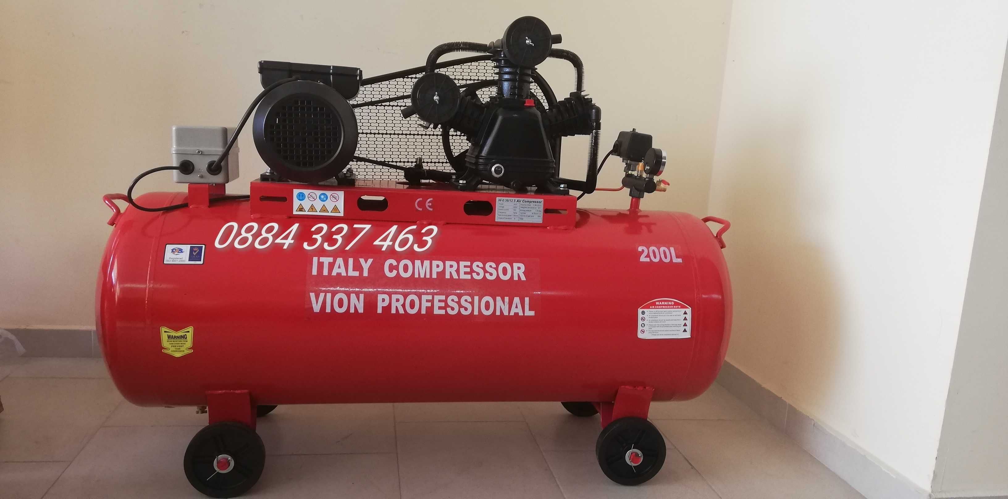 200 литра Компресор за въздух Vion Prov 12.5 бара налягане
