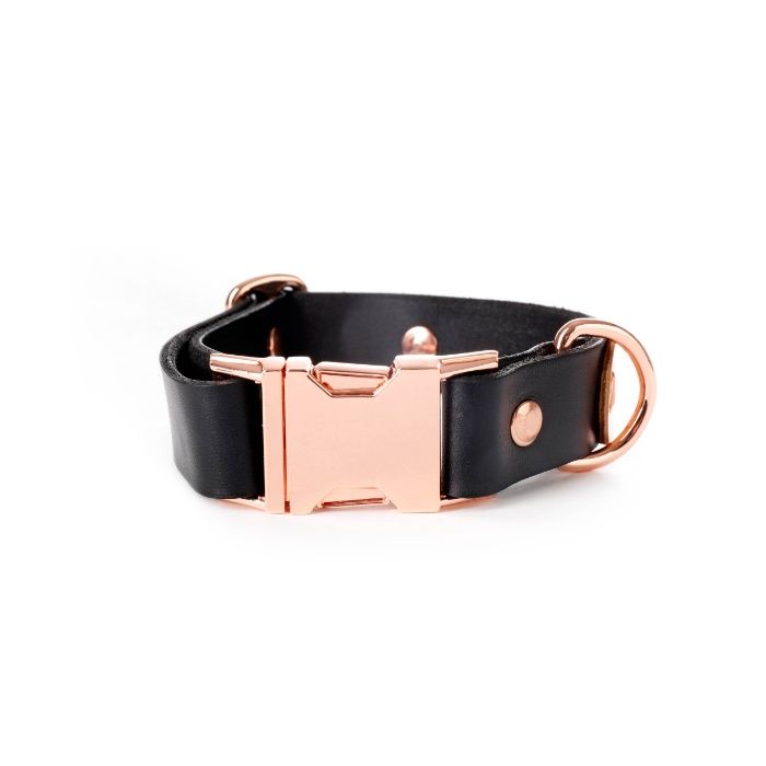 Нашийник за кучета с име и телефон / катарама цвят розово злато/