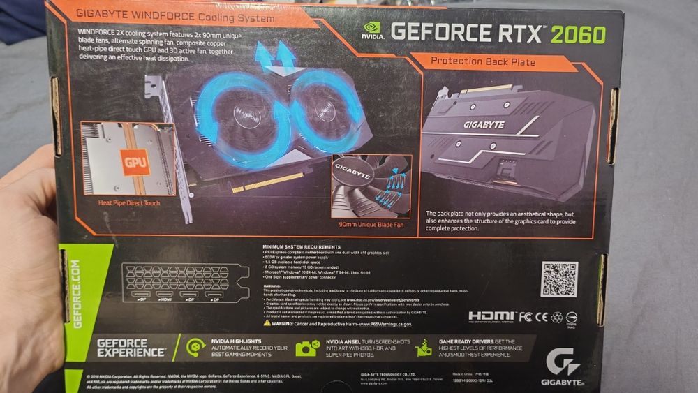 RTX 2060 6GB OC Gigabyte + Cutie Originala