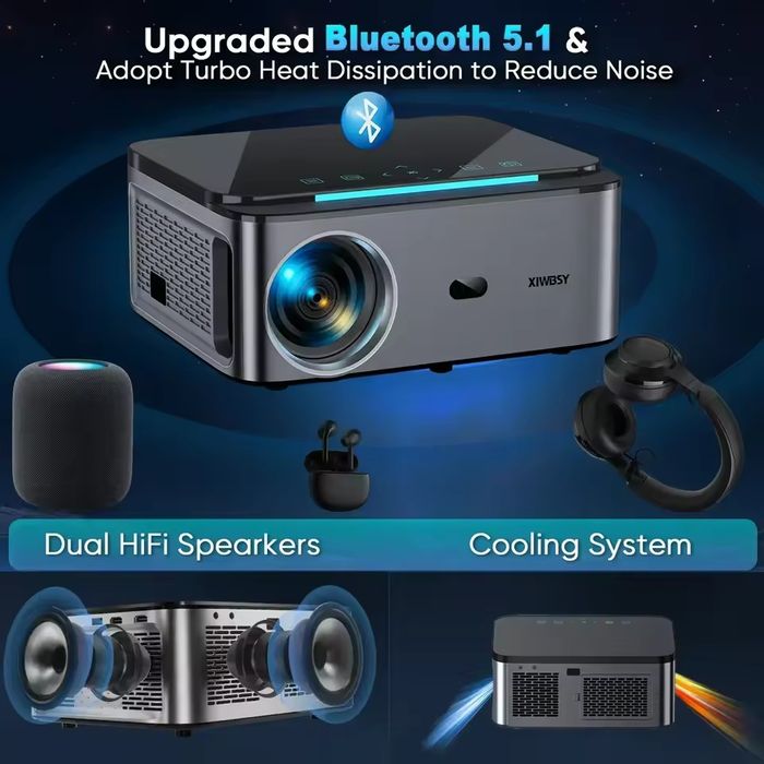 Професионален Интелигентен проектор с Android WiFi Bluetooth,5G 25000л