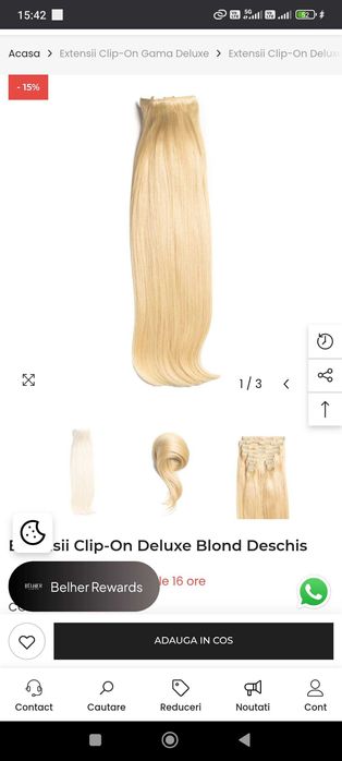 Extensii BelHer Deluxe par 100% natural Remy, 65 cm blond deschis