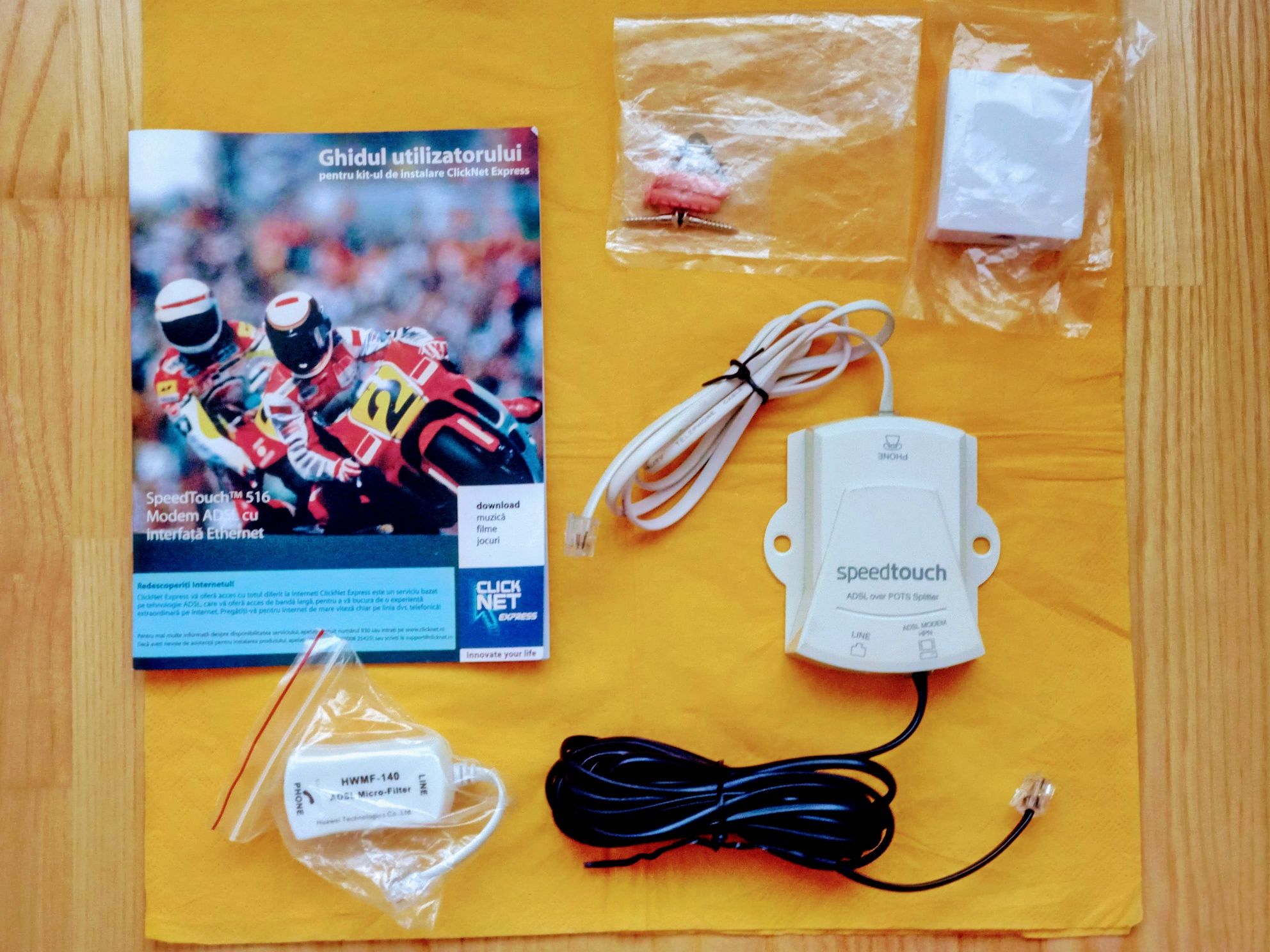 Ghid utilizare kit ClickNet Express+SpeedTouch+Micro Filter+Priza tel.
