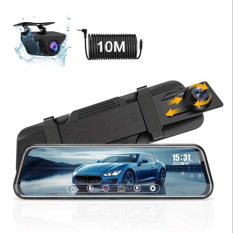 Видеорегистратор DVR1080 FULL HD 9,66 Touch screen Огледало с 2 камери