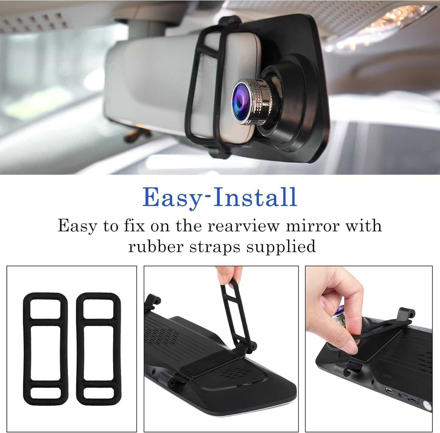 CHORTAU Dash Cam 4,8 инча със сензорен екран в огледало