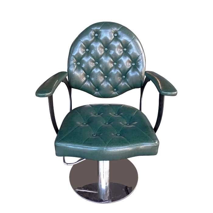 Фризьорски стол с кожени копчета B0 - жълт/петролено зелен/черен