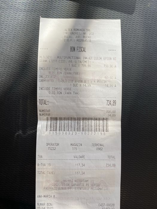 Vand imprimanta epson l3211 noua