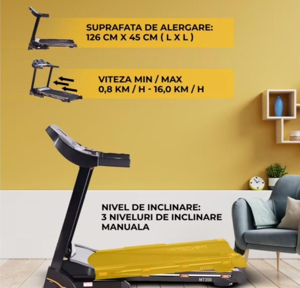 Pachet Fitness (Bandă de alergat+ bancă + set de greutăți 40 kg