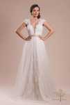 ROCHIE mireasa, culoare alba / voal lung matase, marimea s (1,63 cm)