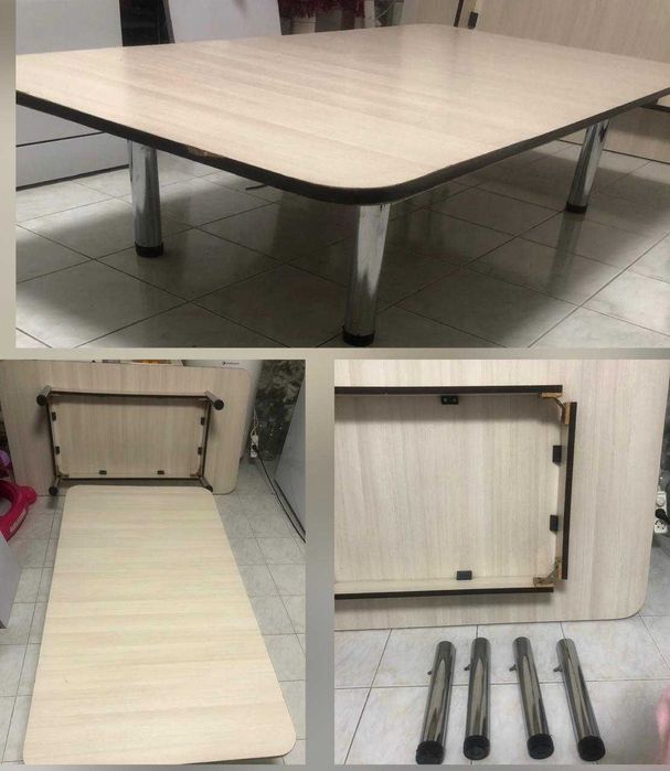 2 ЕКІ жер стол БІРДЕЙ на металлических ножках,откручивающимися ножками