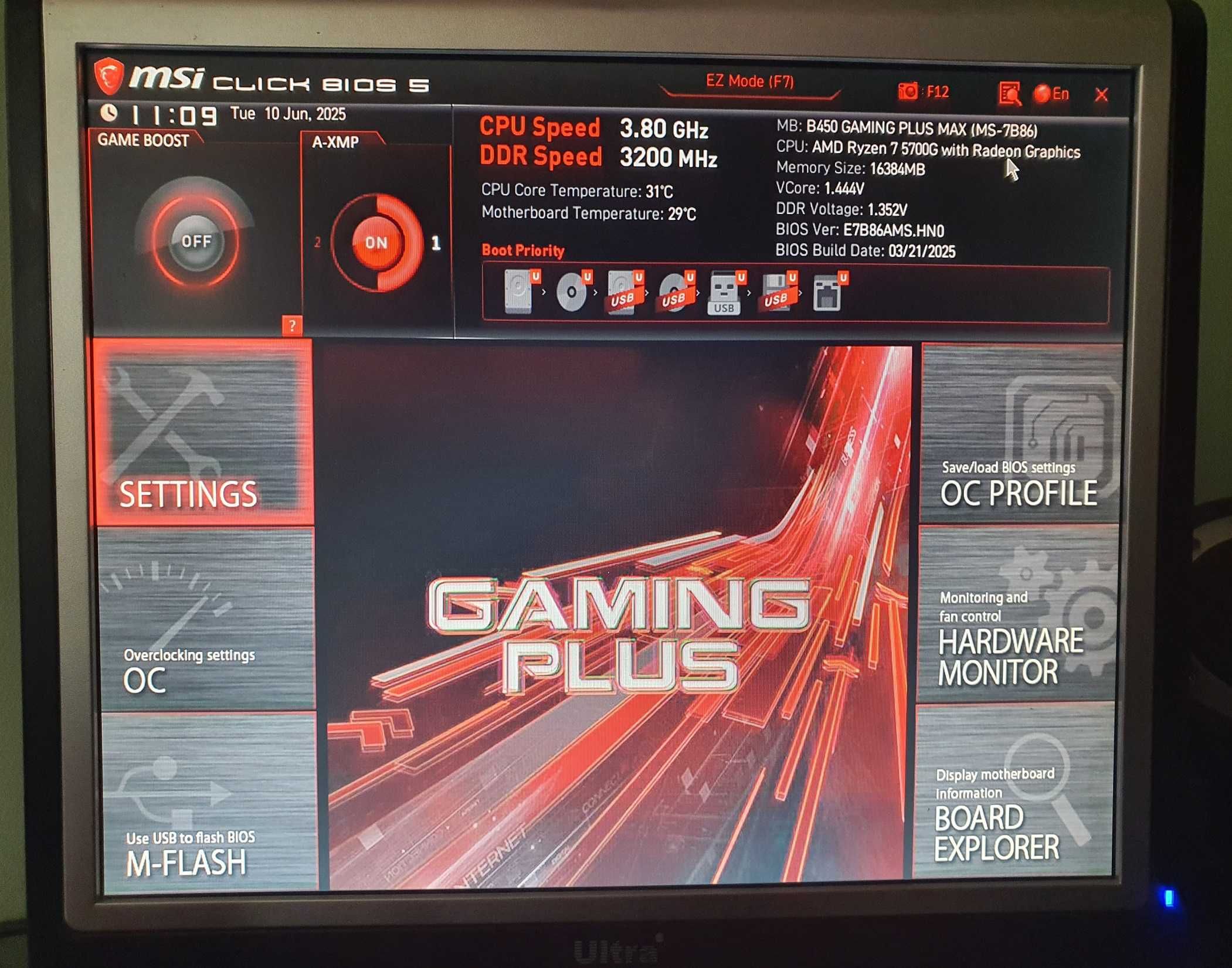 Kit MSI B450 Gaming PLUS + Ryzen 7 5700G sau 2700X, 8/16 Core