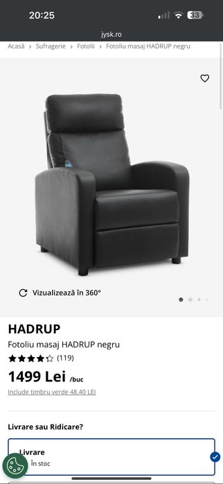 Fotoliu rabatabil cu masaj