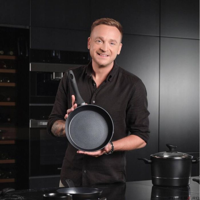 Oala din aluminiu forjat, cu capac, 28cm, 6.5L, invelis antiaderent si