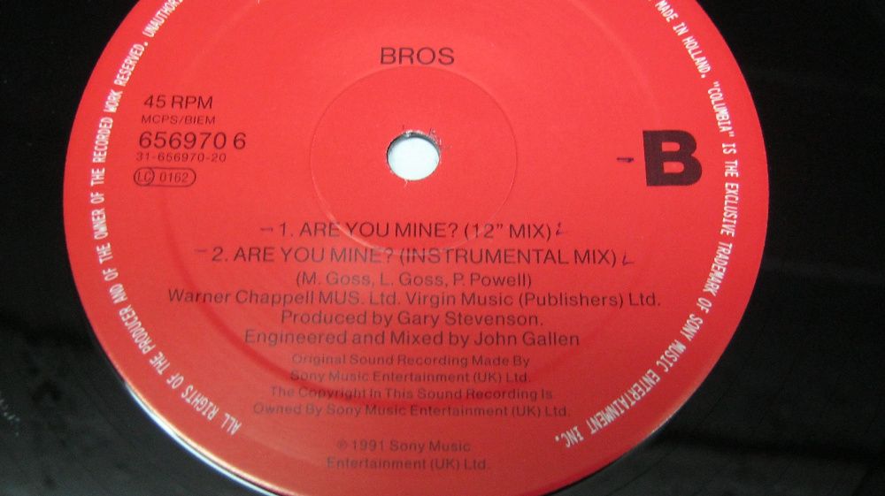 Disc vinil,Maxi,"Bros-Are You Mine"45 Rpm,format mare.