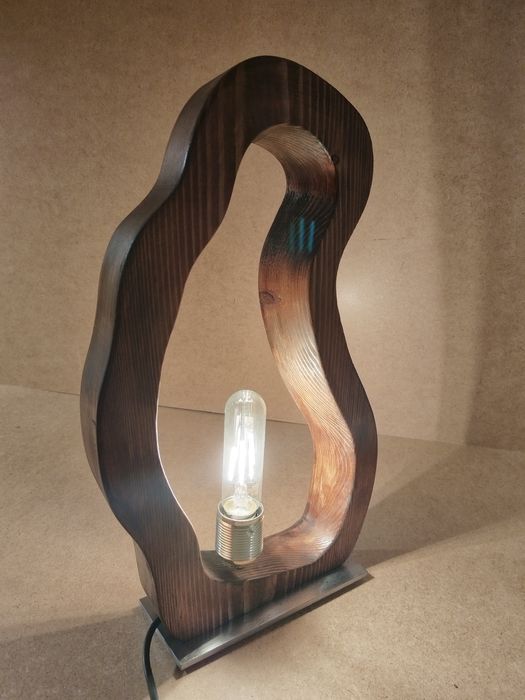 Decoratiune corp iluminat lemn masiv/otel masiv