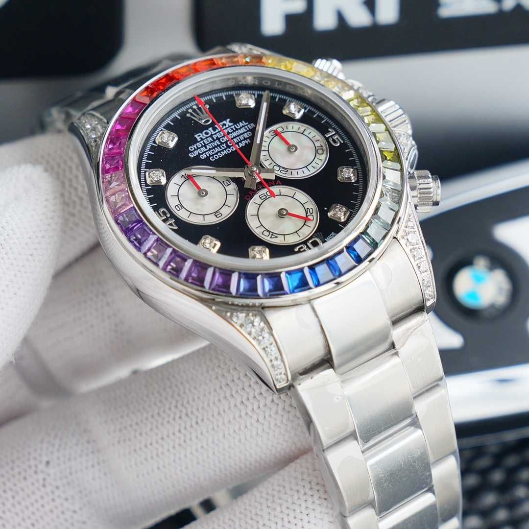 Ceas bărbătesc automat Rolex Daytona Cosmograph Rainbow Silver