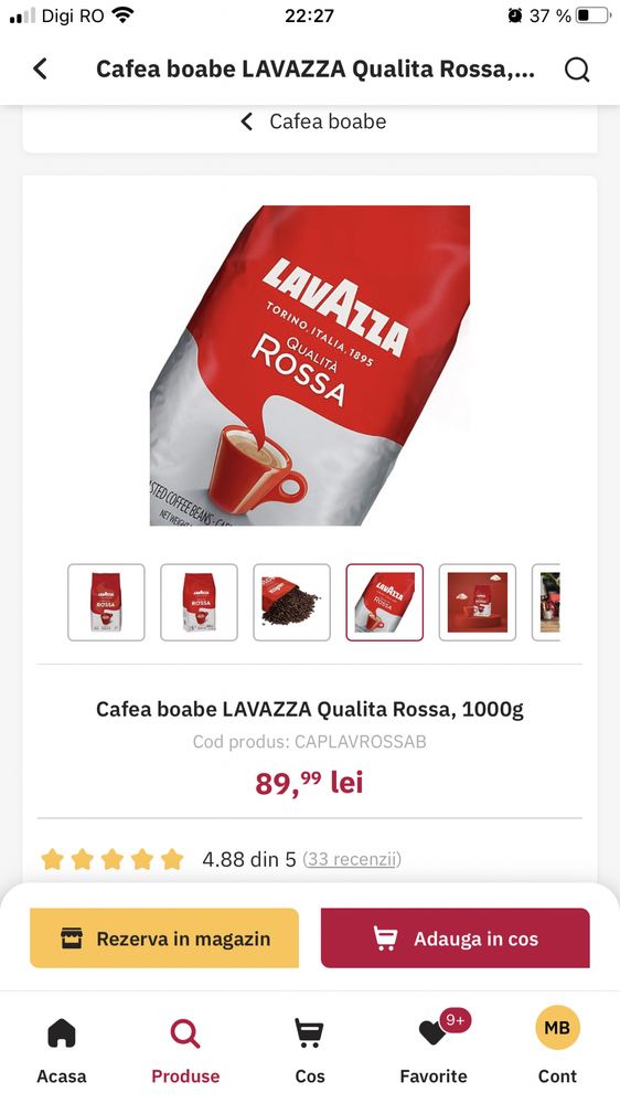 Cafea boabe Lavazza Qualita Rossa 1 kg (transport gratuit prin curier)