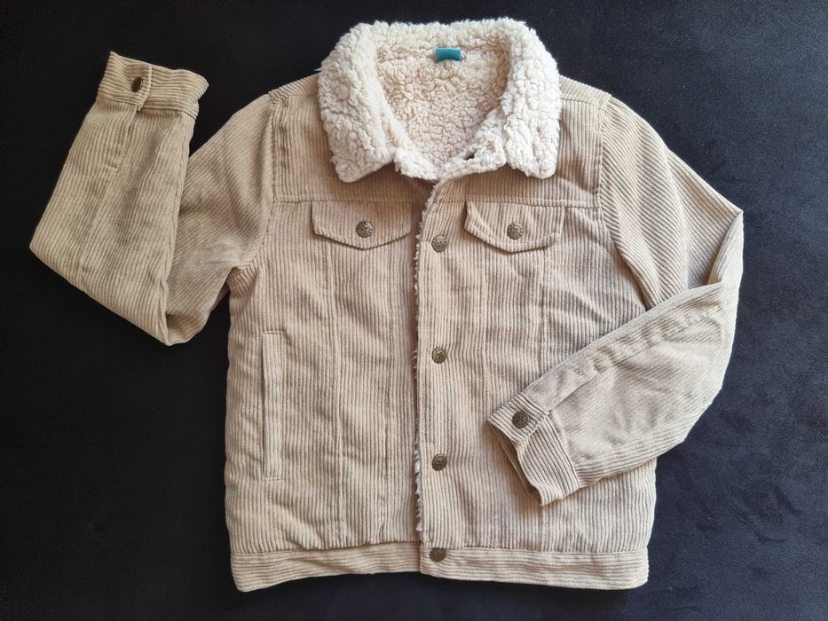 Geaca raiata copii, bej, marimea 134, imblanita