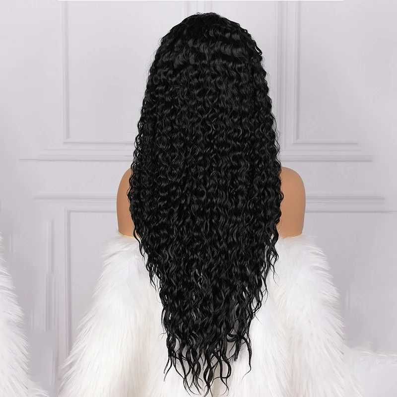Дантелена черна къдрава перука лейс фронт 13*4*1 Lace Front Wig