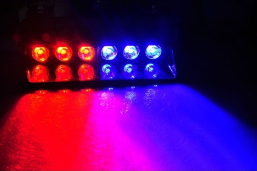 Син/червен LED Полицейска сигнална лампа за стъкло, лед лампа блиц