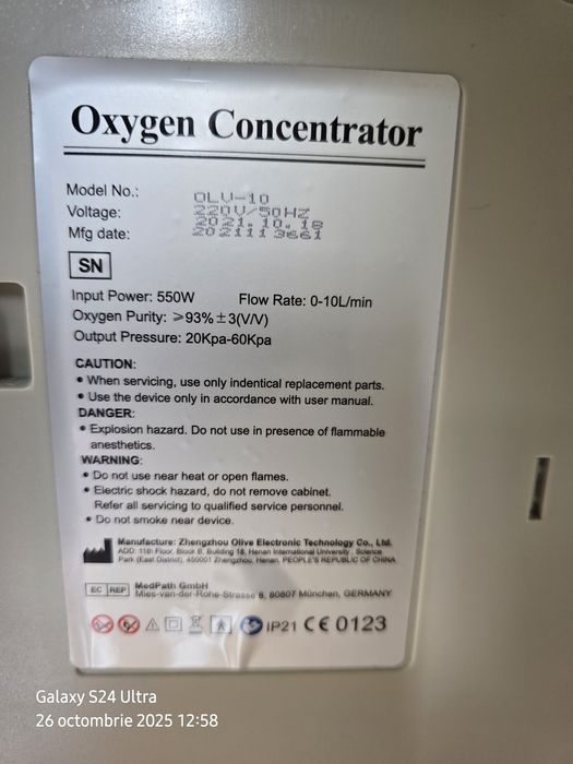 Concentrator oxigen